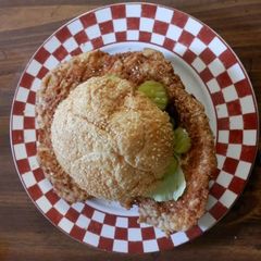 A picture of Joe's Hoosier Tenderloin Sandwich .