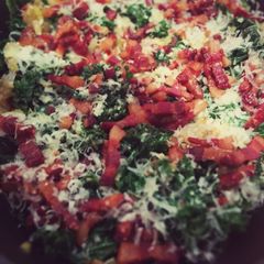A picture of Sauteed kale with pancetta.