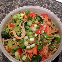 A picture of Nutty noodles with vegetables (vegan).