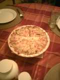 Seafood spaghetti pizza