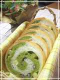 Rolled Matcha Bread with Sweet Potatoes and Adzuki