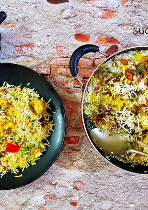 A picture of Paneer Tikka Dum Biryani.