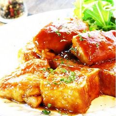 Teriyaki Mayonnaise Fried Tofu (Aburaage) & Chicken Thigh A picture of Teriyaki Mayonnaise Fried Tofu (Aburaage) & Chicken Thigh.