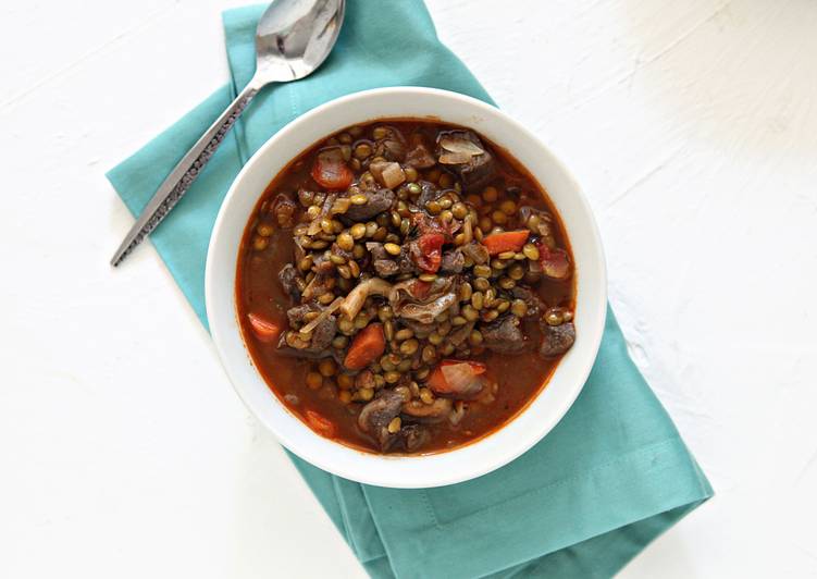 Beef Stew with Oyster Mushrooms and Green Lentils