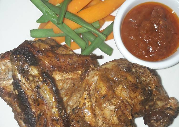 Recipe of Super Quick Homemade Grilled chicken with carrots and green peas