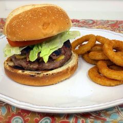 A picture of Bacon Mushroom Stuffed Cheese Burgers.
