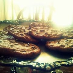 A picture of Alex's famous chocolate chip cookies.