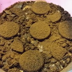 A picture of No-bake Oreo refrigerator cake recipe.