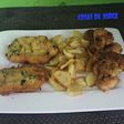 Gambas y lomo con doble empanado
