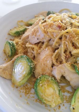 A picture of Chicken Tenders & Brussels Sprouts Pasta.