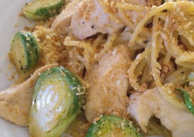 Easiest Way to Prepare Quick Chicken Tenders &amp; Brussels Sprouts Pasta