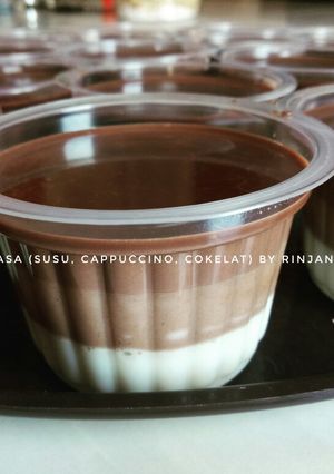 Foto resep Puding layer 3 rasa (susu, cappuccino, cokelat) by dapur Rinjani