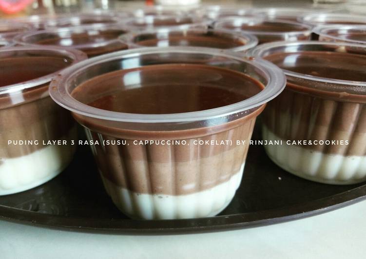 Bagaimana Membuat Puding layer 3 rasa (susu, cappuccino, cokelat) by dapur Rinjani, Menggugah Selera