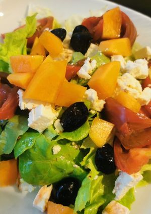 Une photo de Salade composée avec melon et feta
