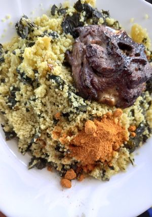 Une photo de Dambou kopto couscous aux 🍃 feuilles de moringa