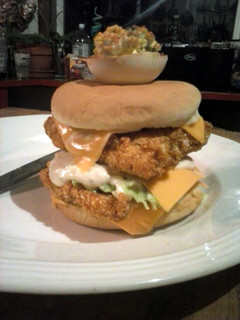 A picture of Brad's double decker fishwich.