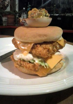 A picture of Brad's double decker fishwich.