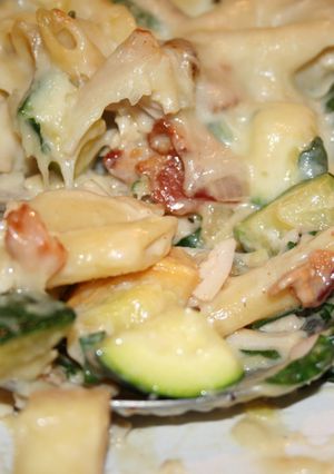 A picture of Creamy Chicken & Veggie Penne.