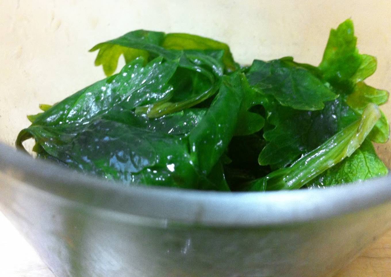 Pickled Celery Leaves with Lemon and Soy Sauce