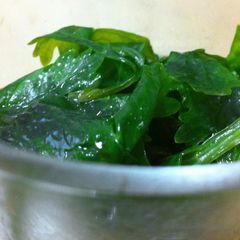 A picture of Pickled Celery Leaves with Lemon and Soy Sauce.