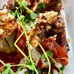 Baked figs, mascarpone and Parma Ham A picture of Baked figs, mascarpone and Parma Ham.
