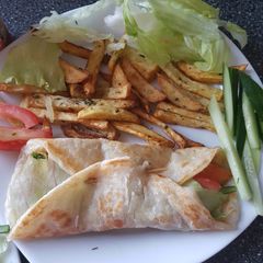 A picture of Paratha chicken roll with fries#eid k pakwan.
