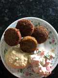 Falafel with hummus and tahini salad what 3 recipes yummy