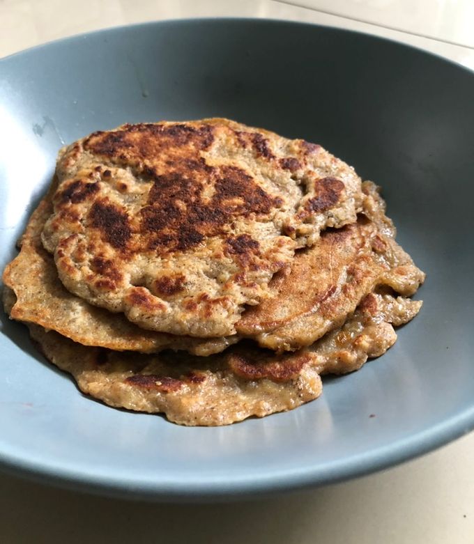 Foto resep Cinnamon oat banana pancake teflon seperti rasa bolu kukus pisang