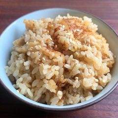 A picture of ‘Abura-age’ (Fried Thin Tofu) Soy Sauce Rice.