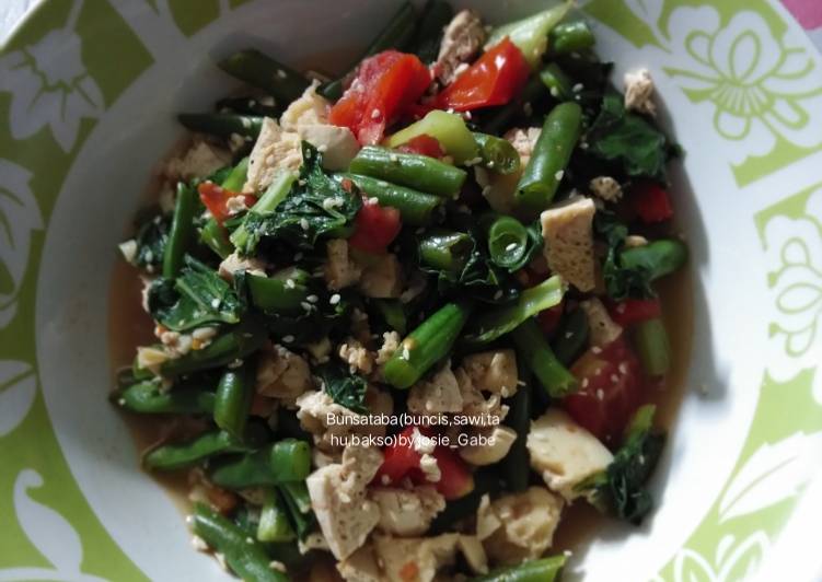 Tumis wijen Bunsatabak(Buncis,sawi,tahu,bakso) 👌😊