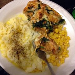A picture of Aysha's stuffed chicken breast.