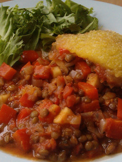 A picture of Vickys Lentil & Pepper Bake GF DF EF SF NF.