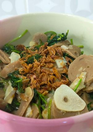 Foto resep Ca Bayam mix Bakso