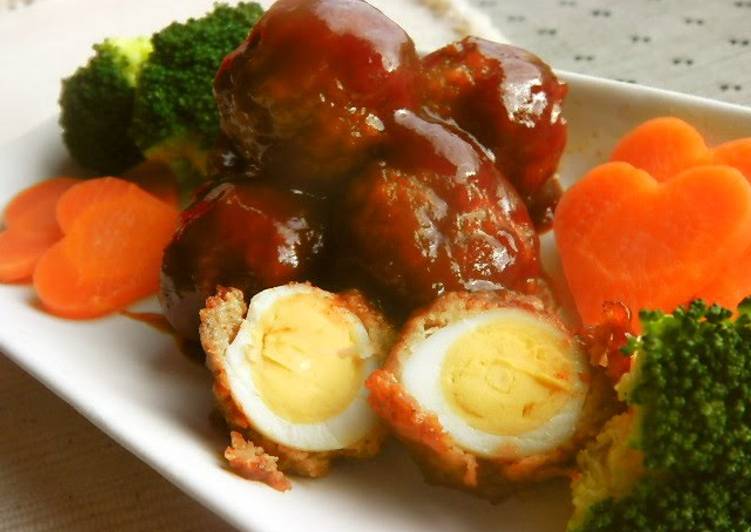 Steps to Make Speedy Quail Egg Meatballs in Sweet Vinegar Ankake Sauce