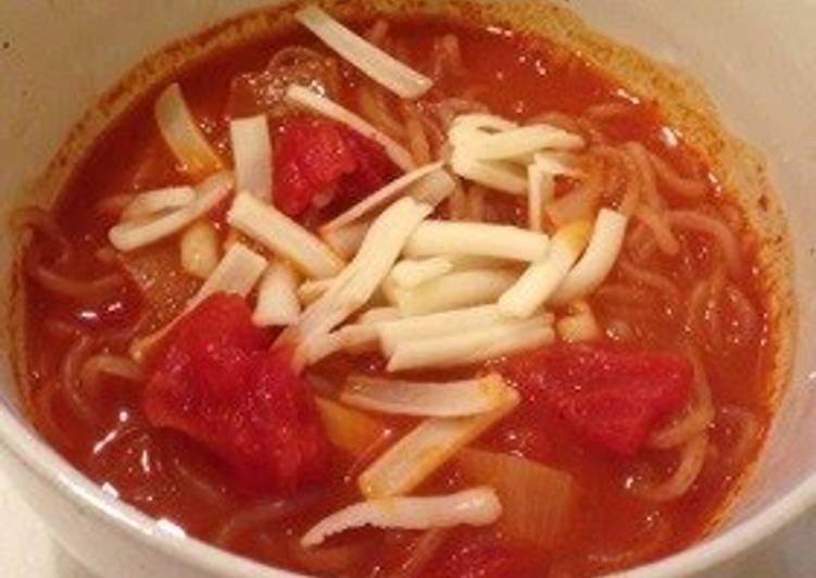 Recipe of Speedy Tomato Ramen using Shirataki Noodles