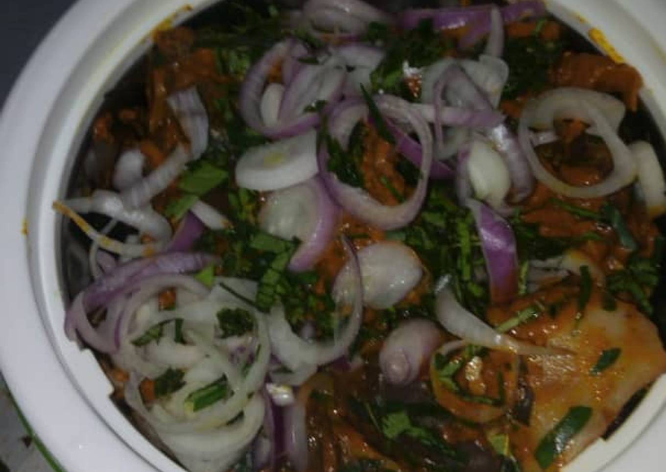 Isi ewu (goat head) in potash sauce