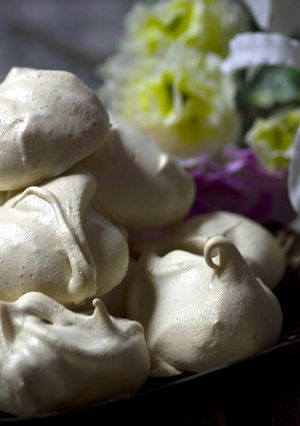 A picture of Lavender meringue cookies.