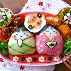 A picture of Girl's Festival Bento With Easy Onigiri.