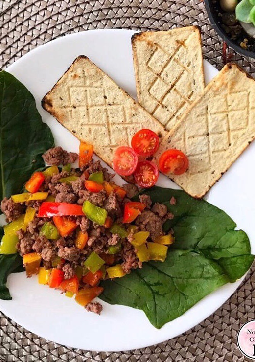 Una foto de Carne molida con pimientos