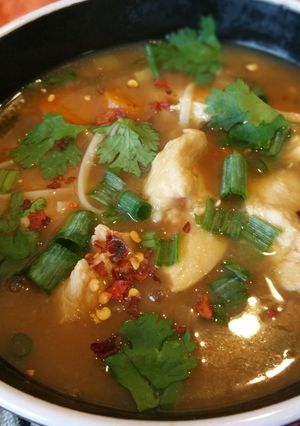 A picture of P.F Changs copy cat chicken noodle remix.