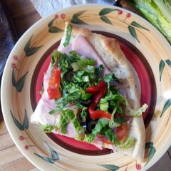 A picture of foccacia antipasta pizza.