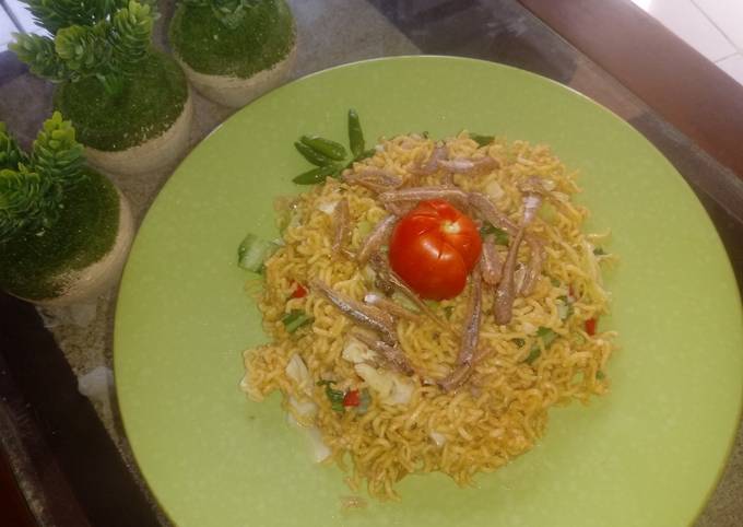 140. Mie goreng pedas teri sawi...yummy