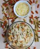 Fideos tricolor con crema de cebolla "one pot"