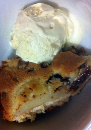 A picture of Pear And Chocolate Flan.