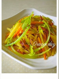 A picture of Sweet Potato and Celery Salt and Butter Flavored Kinpira.