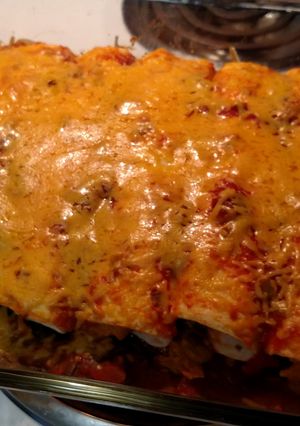 A picture of Chicken Fajita Enchiladas.