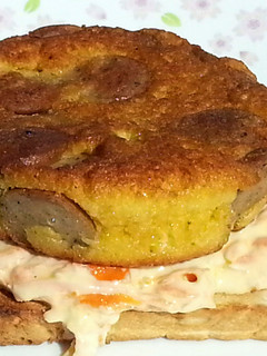 A picture of Sausage And Egg Omelette Burger.