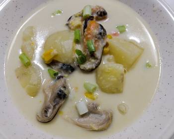 Latest Recipe Seafood chowder with coconut corn and mussels Delicious Simple