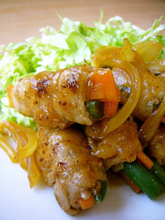 A picture of Great for Bentos too! Vegetable and Pork Rolls Marinated in Nanban Sauce.