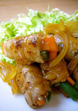 A picture of Great for Bentos too! Vegetable and Pork Rolls Marinated in Nanban Sauce.